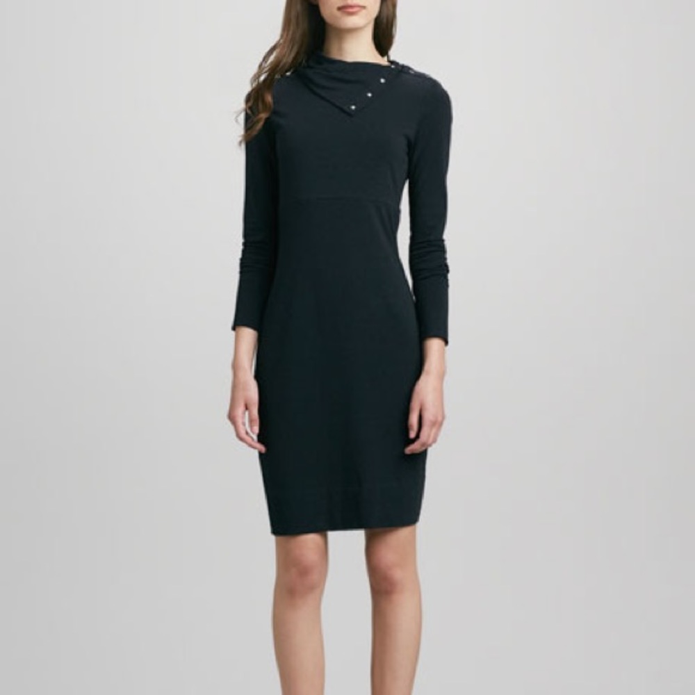 Diane von Furstenberg Turtle Knit Snap-Collar Dress Small